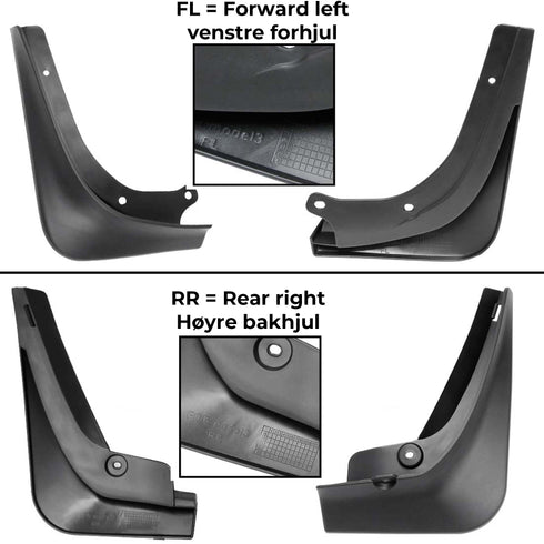 Skvettlapper - Mudflaps - Tesla Model 3 - Sort - Markeringer - Elbilgrossisten