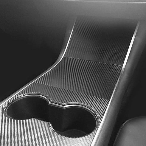 TSLA Folie For Tesla model 3 - Carbon fiber - Installed - Midtkonsoll - Center console TM3
