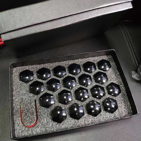 TSLA TM3 - Glossy sort - Box - Lug Nut Cover - Hjulmutterkapsler til Tesla Model 3