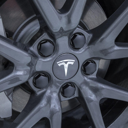 TSLA TM3 - Matt sort - På felg - Lug Nut Cover - Hjulmutter kapsler til Tesla Model 3