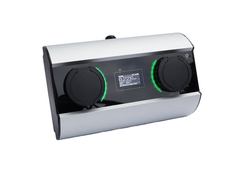 Wallbox Duo Mini - 32A/1-fas - 2x type 2 kontakt - Silver - Elbilgrossisten